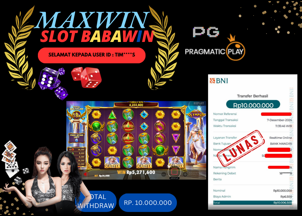 BABAWIN JACKPOT SLOT GATES OF OLYMPUS Rp. 10.000.000,- LUNAS