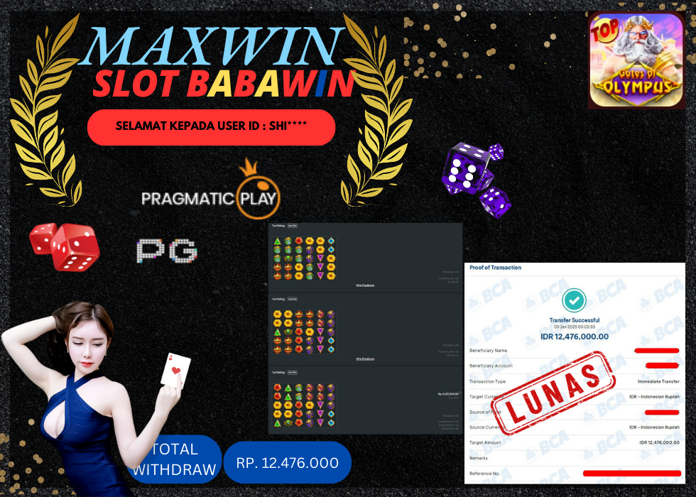 BABAWIN JACKPOT SLOT GATES OF OLYMPUS Rp. 12.476.000,- LUNAS