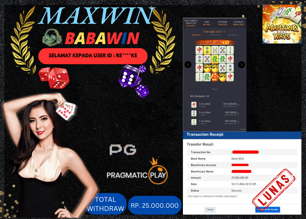 BABAWIN JACKPOT SLOT MAHJONG WAYS Rp.25.000.000,- LUNAS